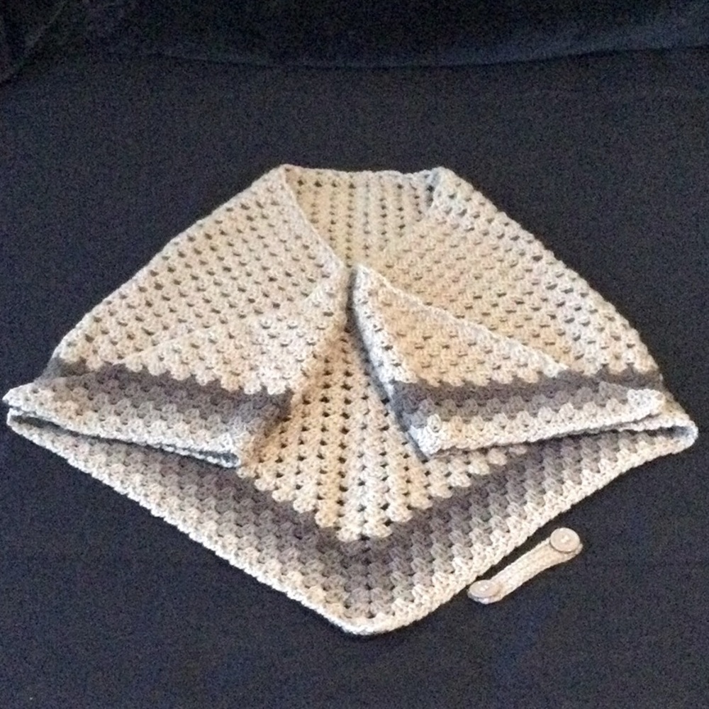 Hand Crocheted Light Gray Shawl